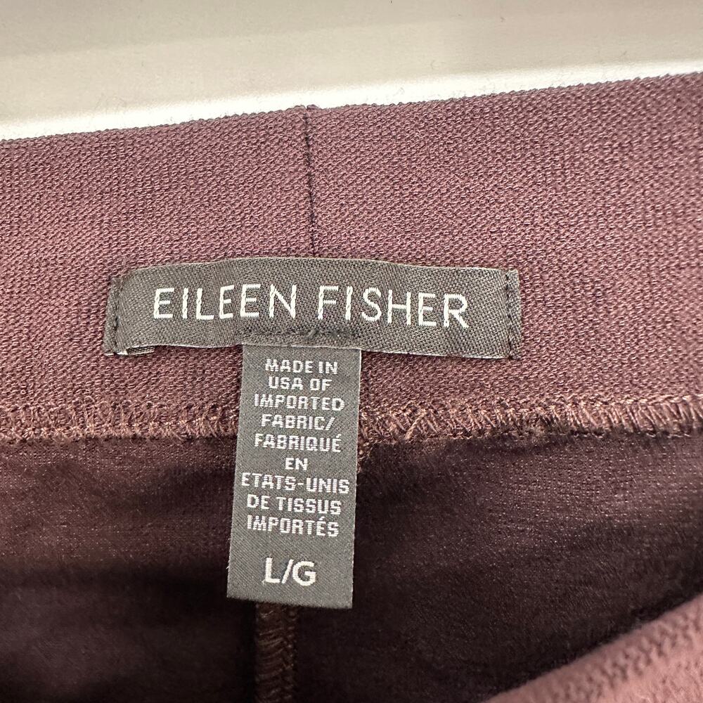 EILEEN FISHER Brown Straight Leg Elastic Waist Pant // L - Picture 4 of 7